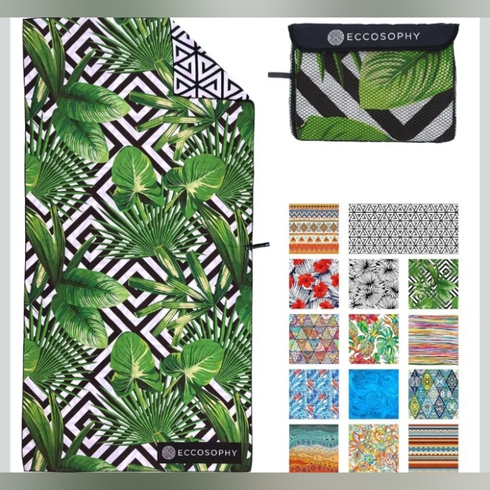 NWT ECCOSOPHY Microfiber Beach Towel - Sand Free, Quick Dry, Light Weight